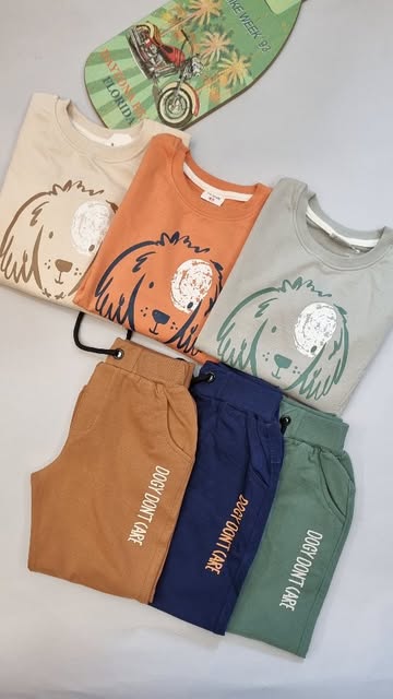 ست دورس  و شلوار اسلش طرح هاپو