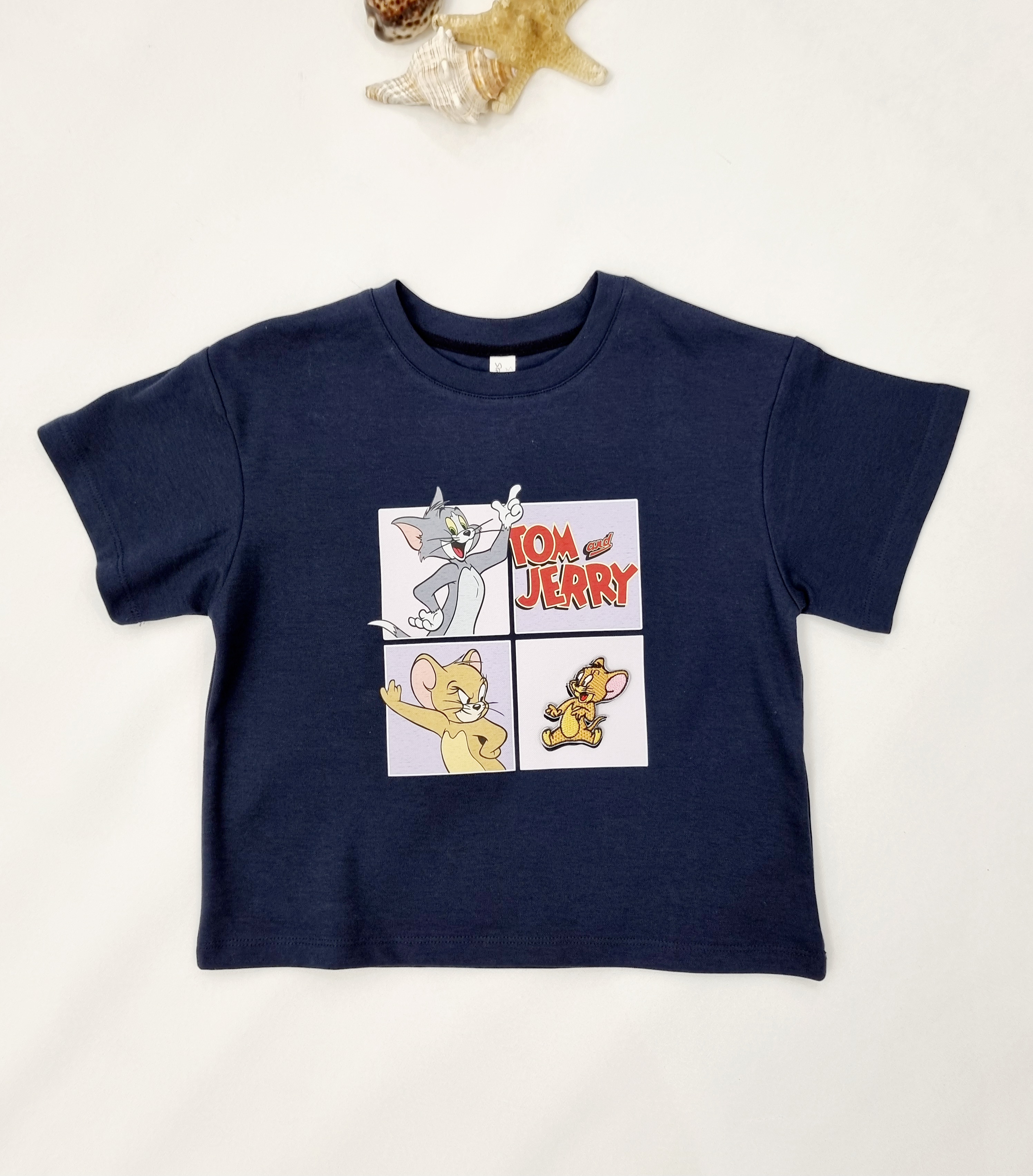 تیشرت آستین کوتاه بچگانه وارداتی تام و جری برچسبی