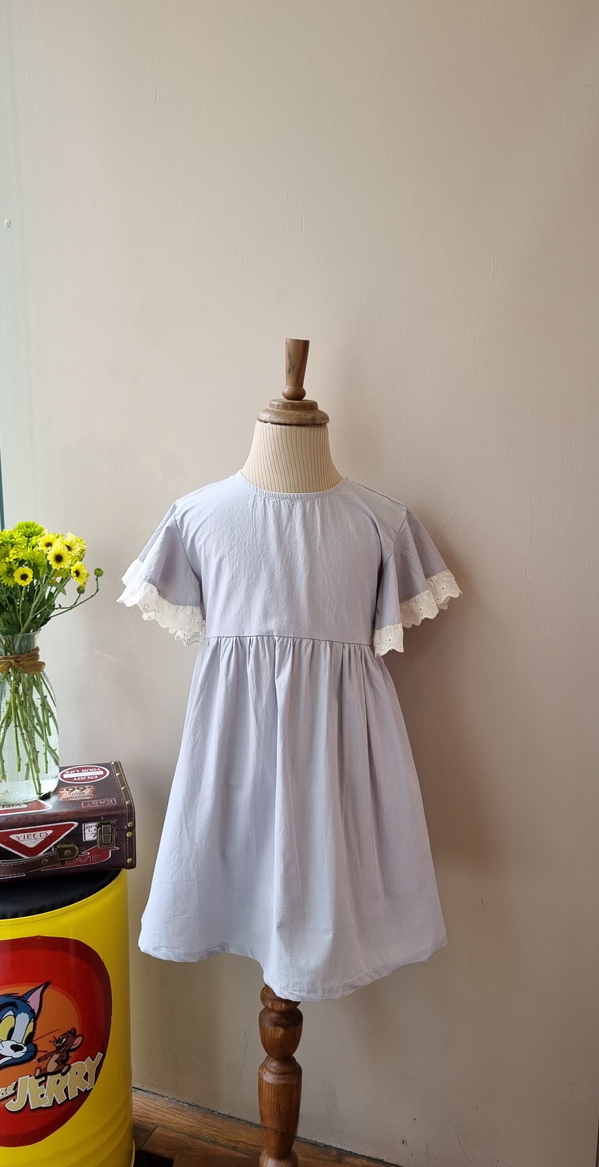 پیراهن کتان استین چین دار طرح المیرا