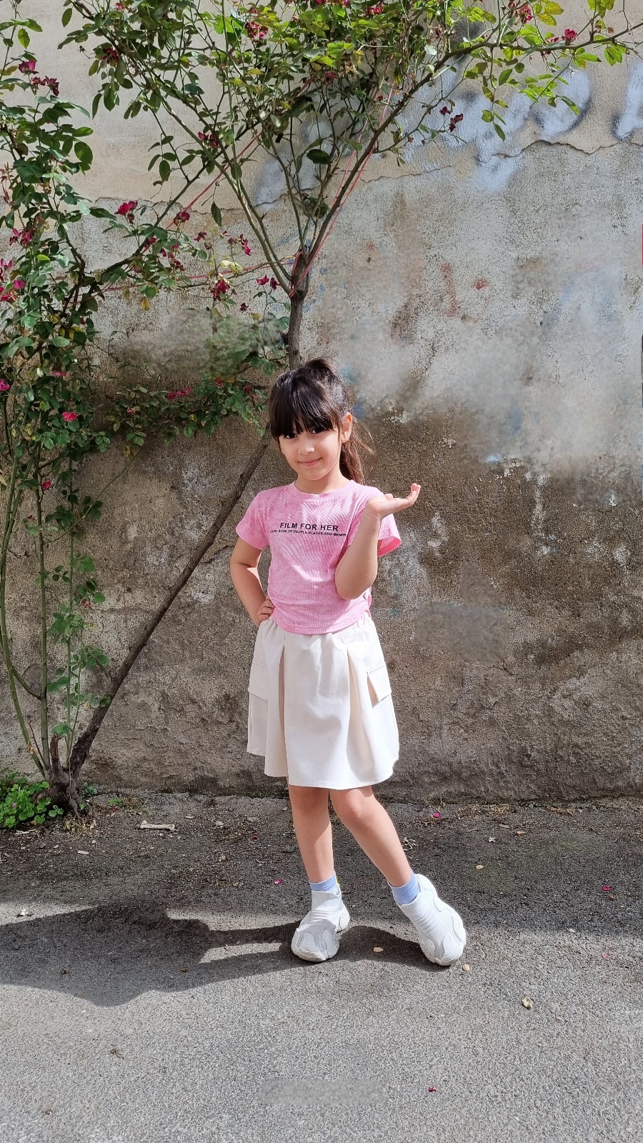 تیشرت کراپ  استین کوتاه صورتی اکلیلی و شاینی دخترانه