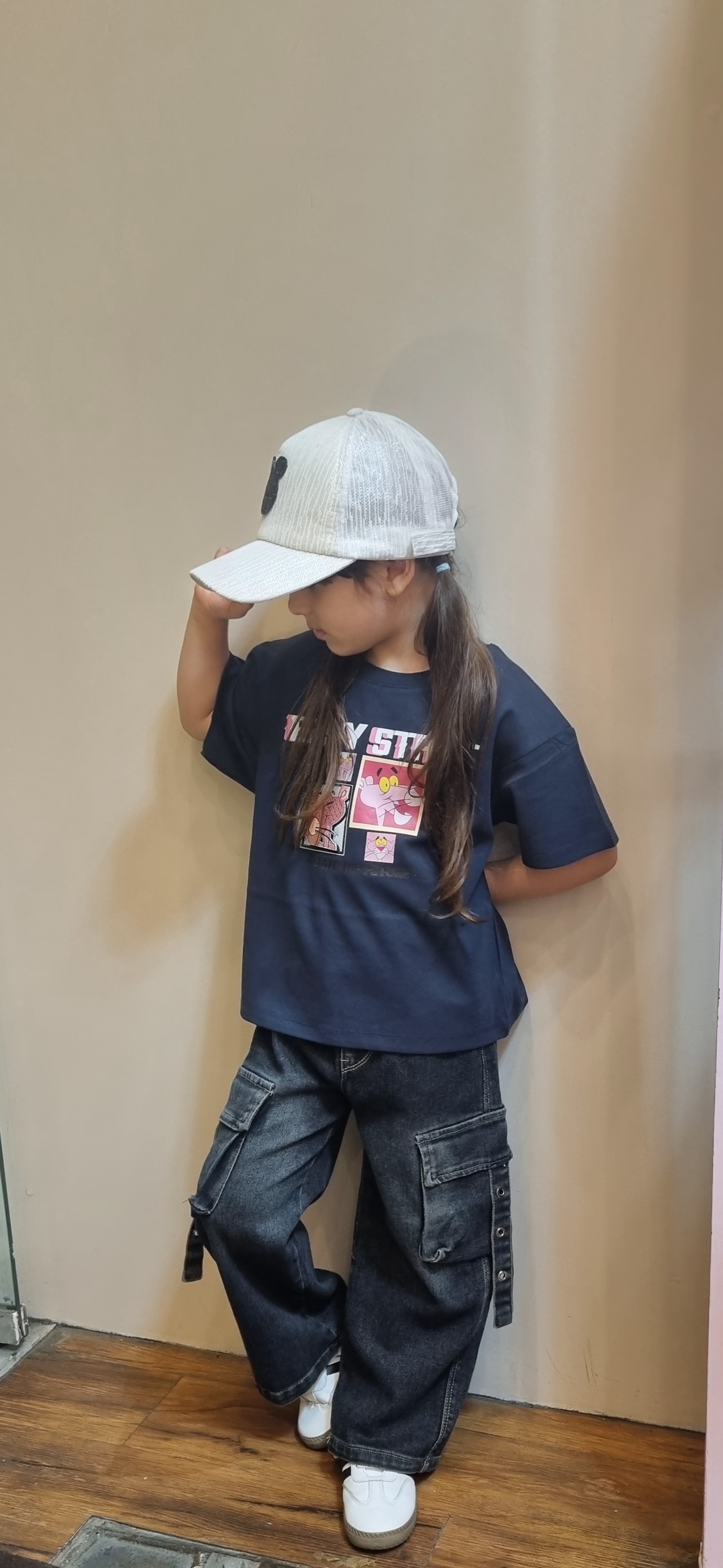 تییشرت آستین کوتاه بچگانه  پلنگ صورتی برچسبی