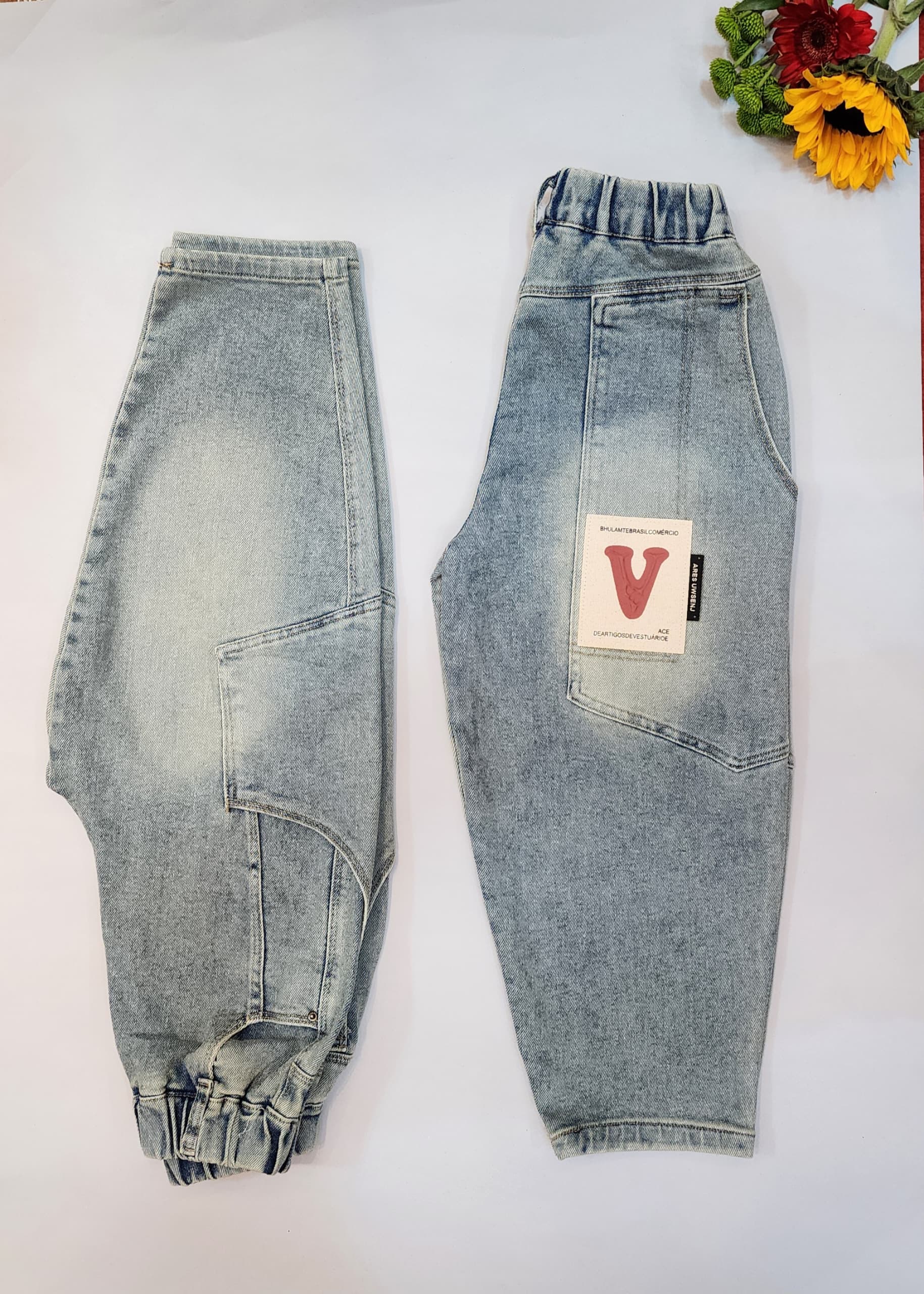 شلوار جین مام فیت آبی روشن پسرانه و اسپرت وارداتی